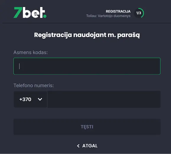 Tapatybės patvirtinimo (KYC) puslapis, kuriame saugiai įkeliami asmens dokumentai „7bet“ paskyros verifikacijai