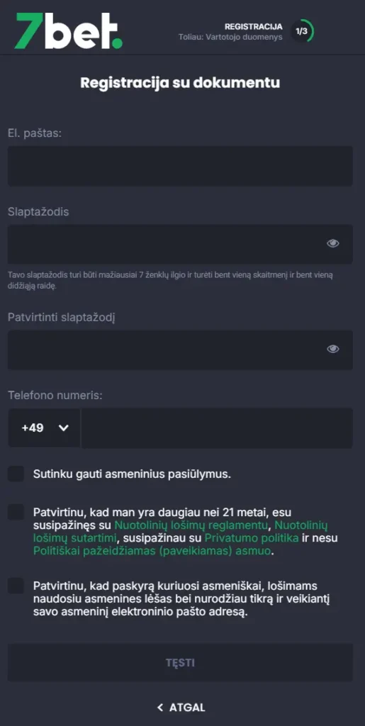 Pagalbos skiltis su dažniausiai pasitaikančiomis prisijungimo klaidomis ir jų sprendimo būdais 7bet platformoje