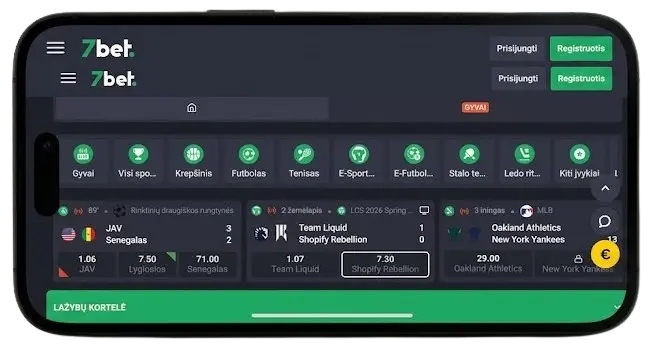 naršyklės versija ir įdiegta 7bet programa